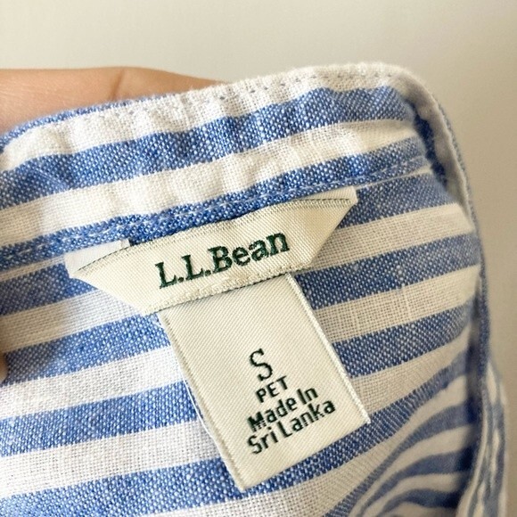 L.L. Bean Linen Striped Split Neck Long Sleeved Tunic Sz S Petite - Picture 4 of 7